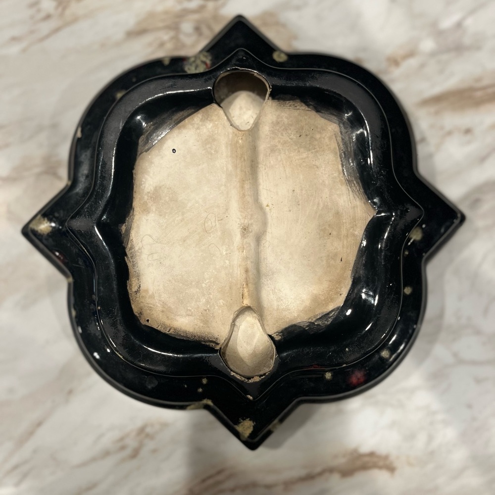 Mid Century Black and Red Splatter MCM Ceramic Pottery Ashtray 1960 1970 Vintage - Picture 2 of 5